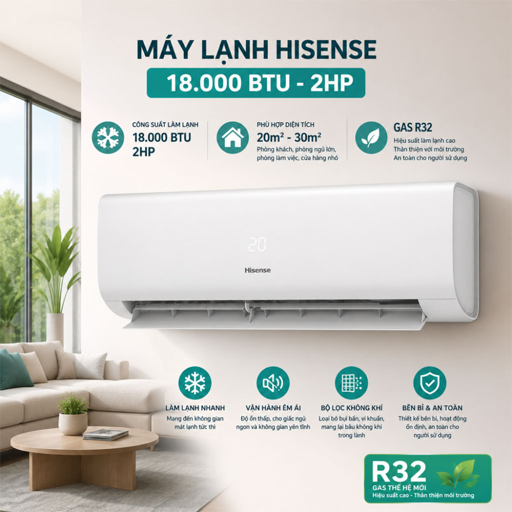 Máy lạnh Hisense Inverter 2 HP AS-18TW4RGATU00 - Hàng chính hãng