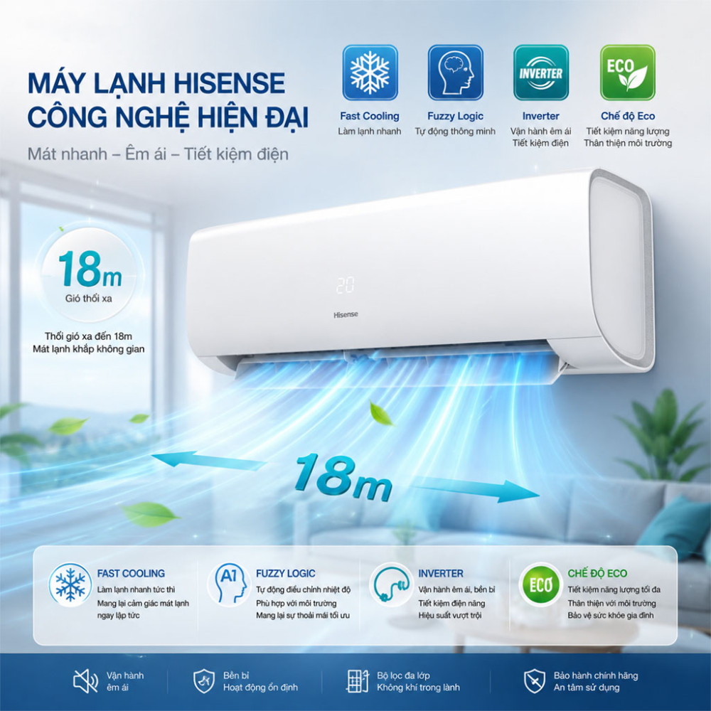Máy lạnh Hisense Inverter 2 HP AS-18TW4RGATU00 - Hàng chính hãng