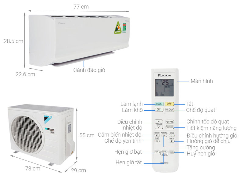 Máy lạnh Inverter Daikin ATKC25TAVMV/ARKC25TAVMV - Hàng chính hãng