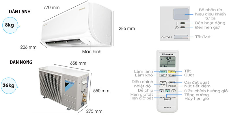 Máy lạnh Inverter Daikin FTKA35UAVMV - Hàng chính hãng