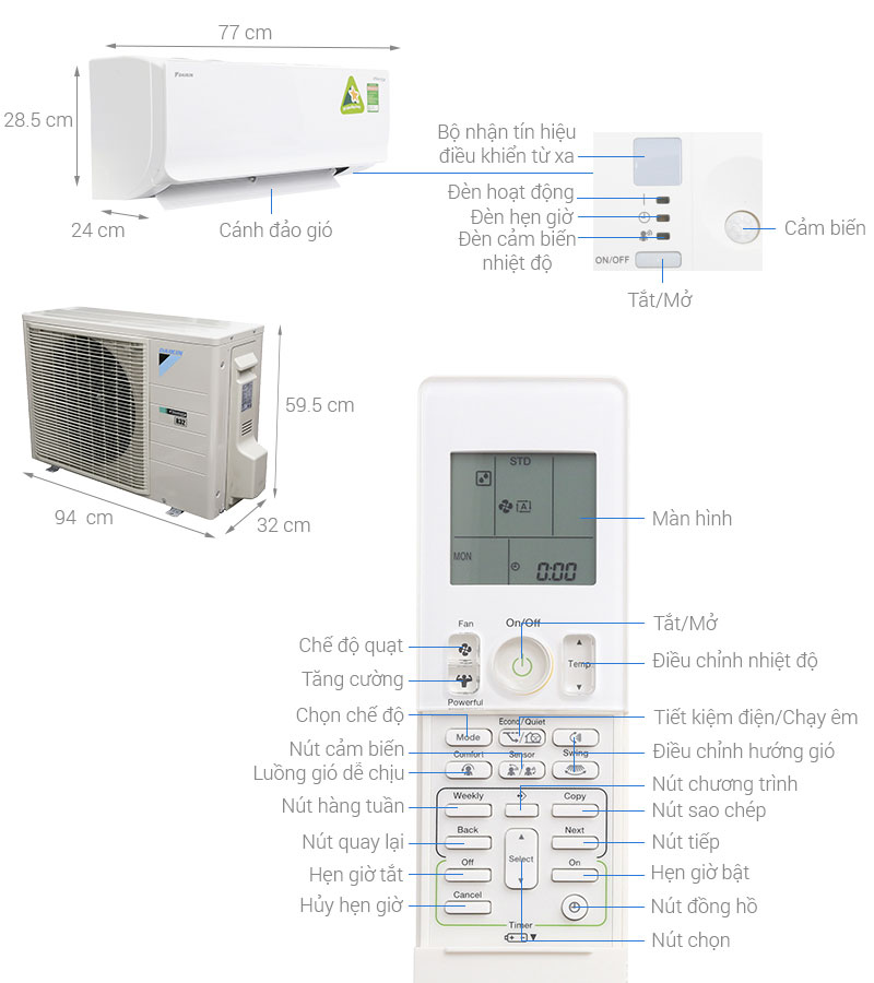 Máy lạnh Inverter Daikin FTKM25SVMV/RKM25SVMV - Hàng chính hãng