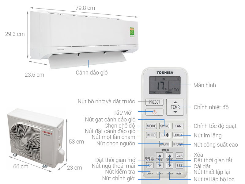 Máy lạnh Inverter Toshiba RAS-H10X3KCVG-V - Hàng chính hãng