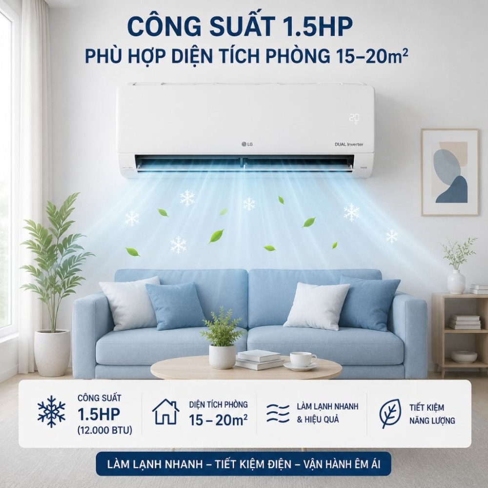 Máy lạnh LG Inverter 1.5HP IEC12M2 - Hàng chính hãng