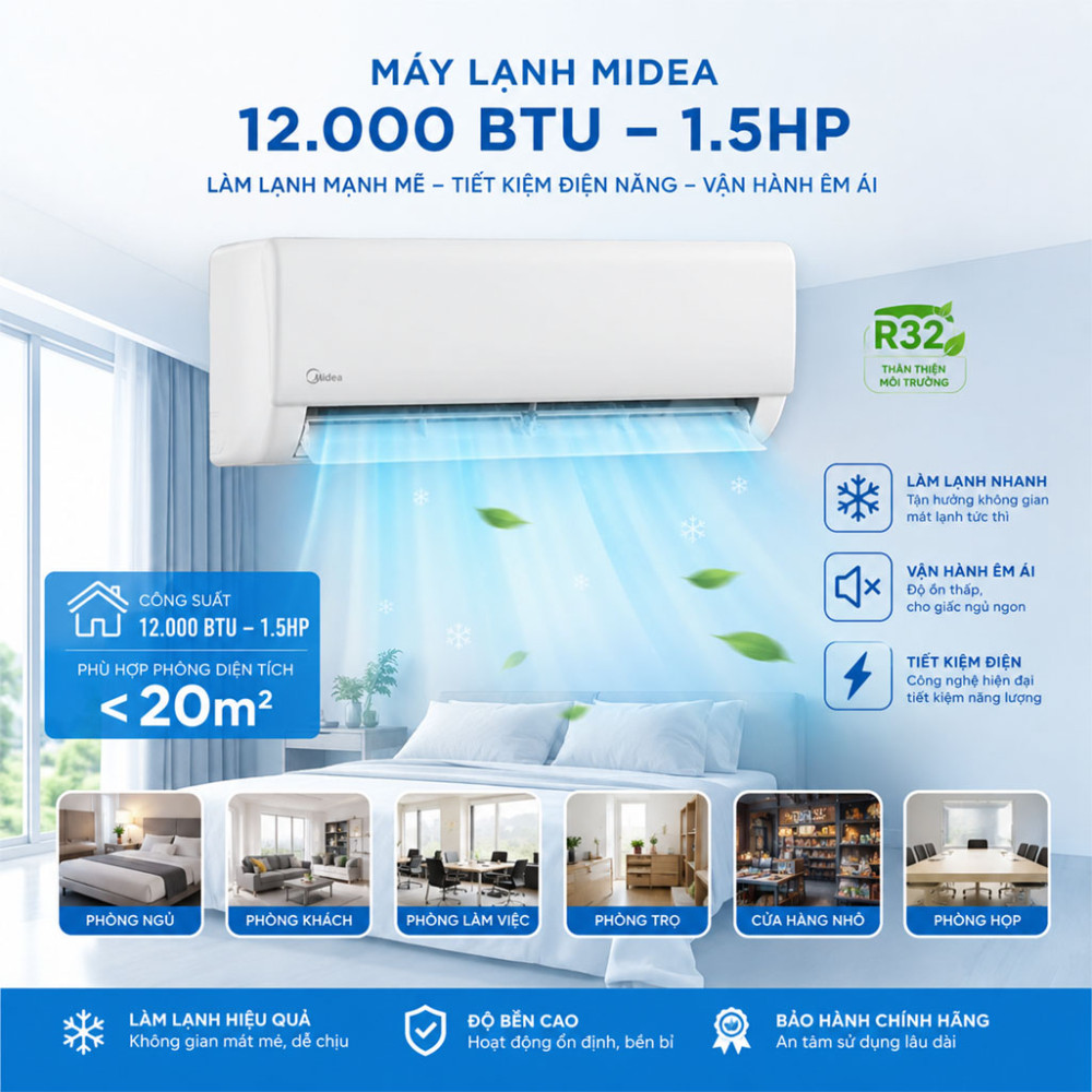 Máy lạnh Midea 1.5HP MSFQ-12CRN8 - Hàng chính hãng