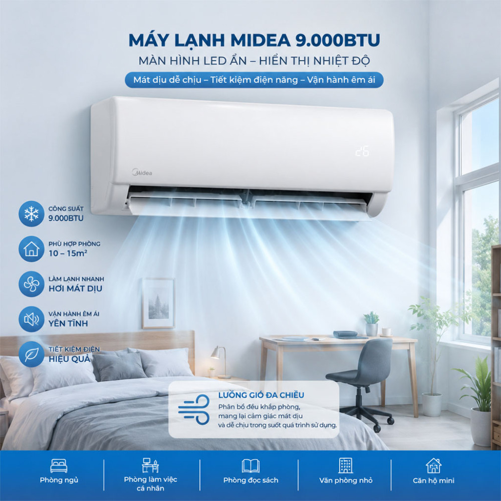 Máy lạnh Midea 1HP MSFQ-09CRN8 - Hàng chính hãng