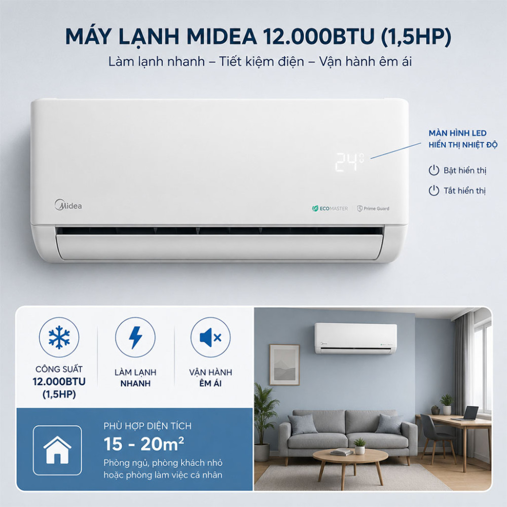 Máy lạnh Midea Inverter 1.5HP MSCE-13CRFN8 - Hàng chính hãng