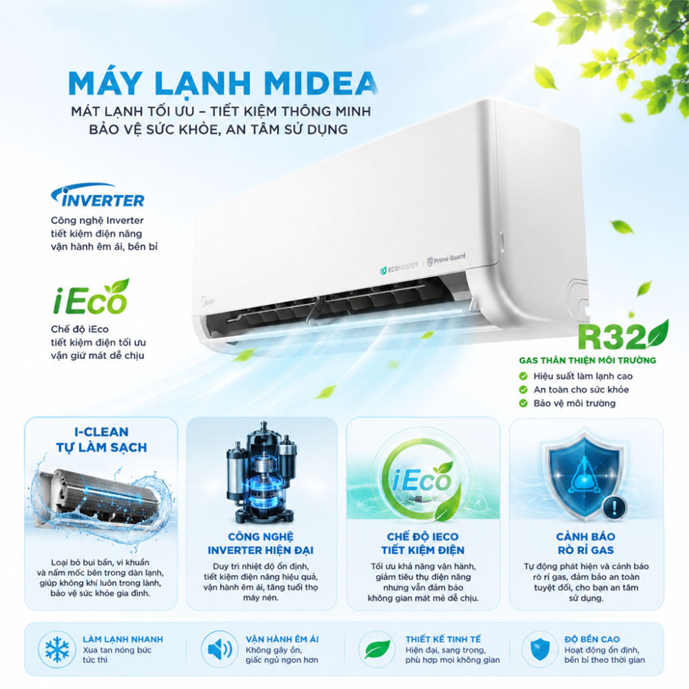 Máy lạnh Midea Inverter 1HP MSCE-10CRFN8 - Hàng chính hãng
