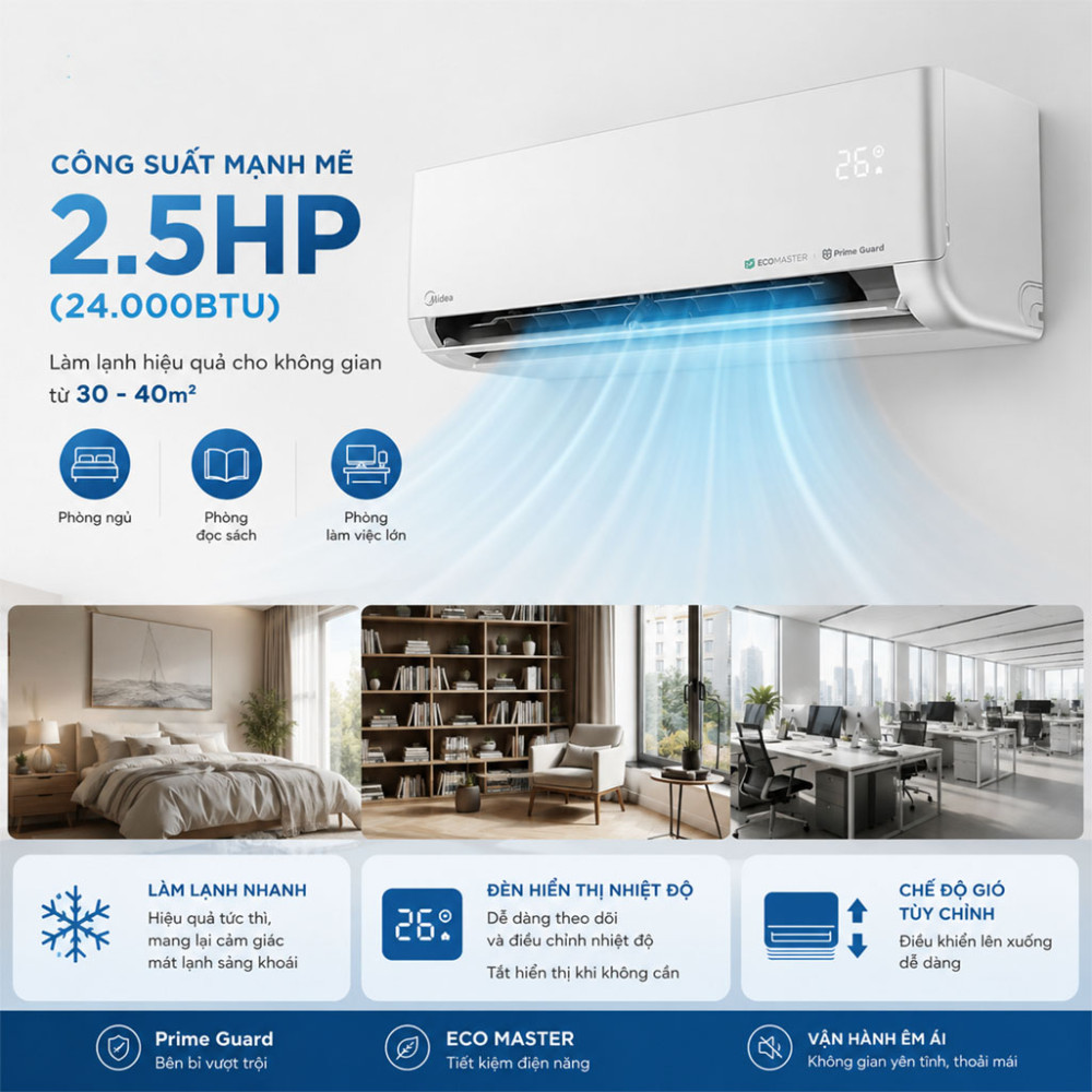 Máy lạnh Midea Inverter 2.5HP MSCE-24CRFN8 - Hàng chính hãng