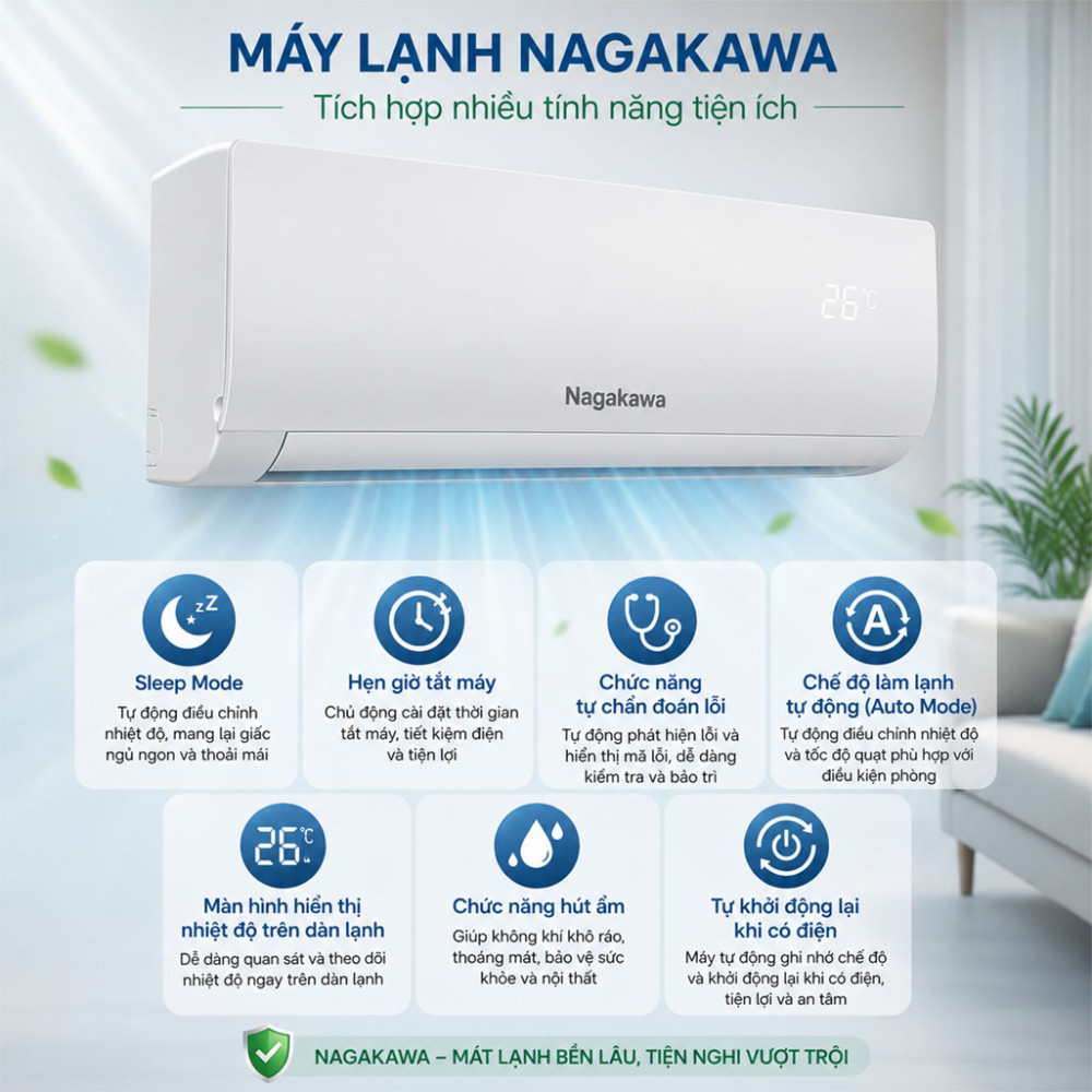 Máy lạnh Nagakawa 1.5 HP NS-C12R2B52 - Hàng chính hãng