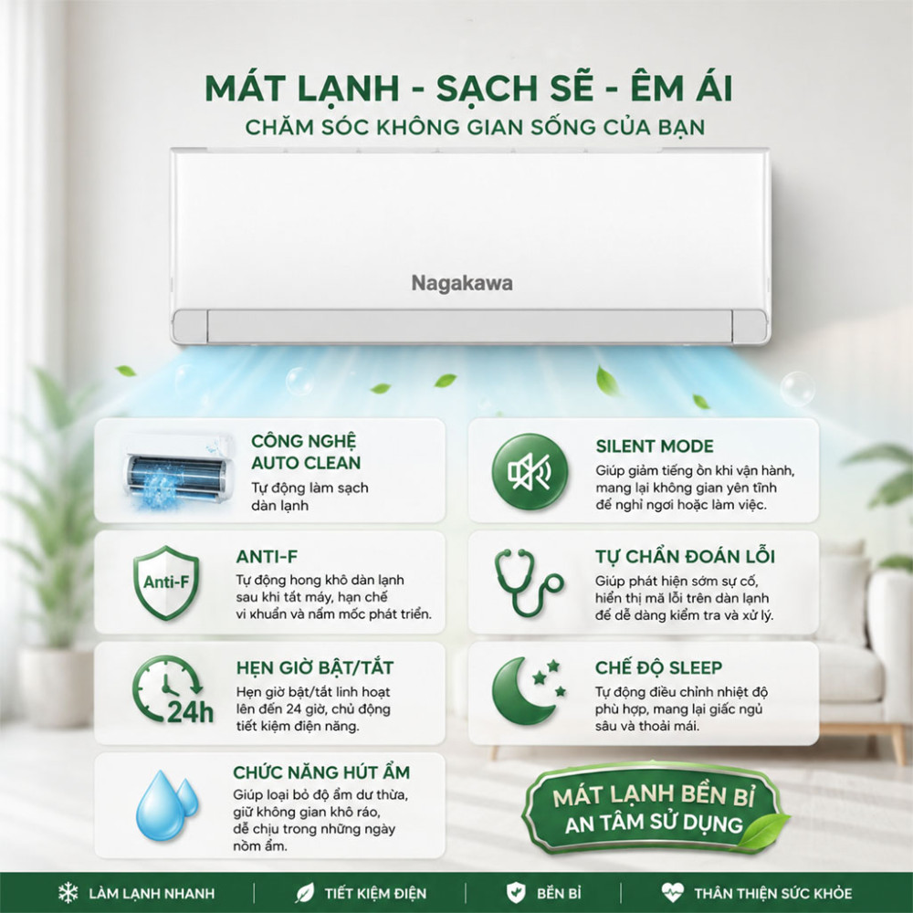 Máy lạnh Nagakawa 1HP NS-C09R2U86 - Hàng chính hãng