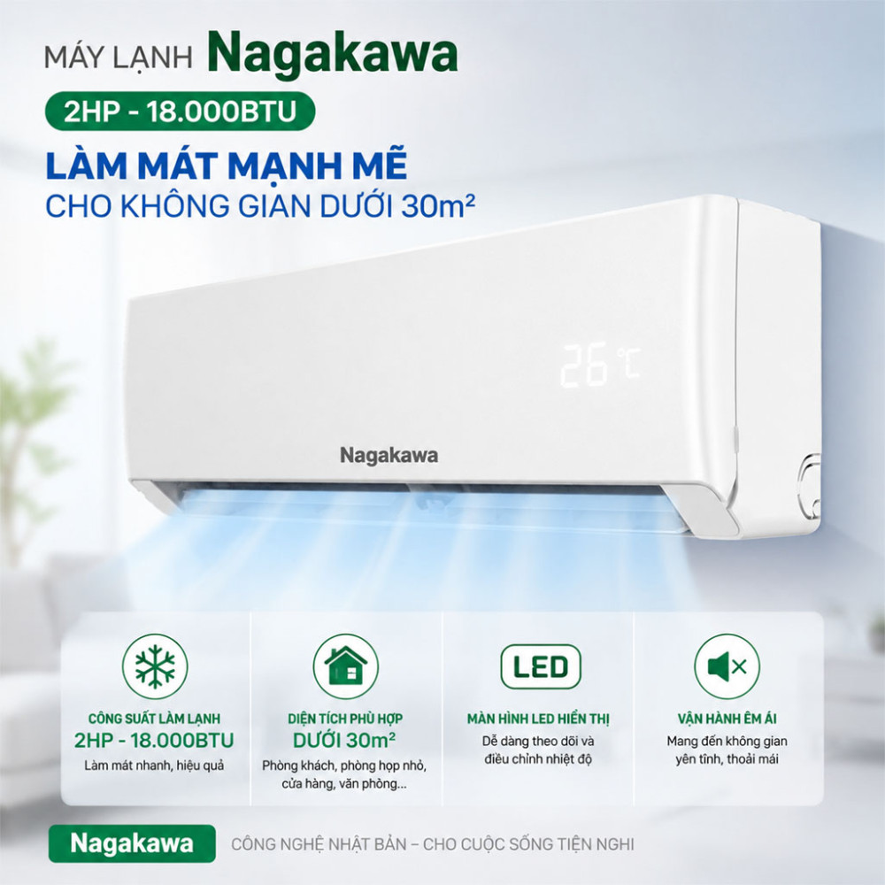 Máy lạnh Nagakawa 2HP NS-C18R2U86 - Hàng chính hãng