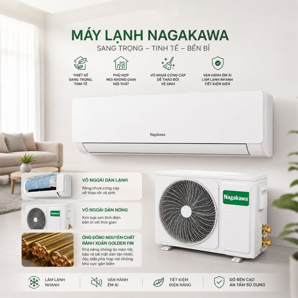 Máy lạnh Nagakawa Inverter 1.5 HP NIS-C12R2T28 - Hàng chính hãng