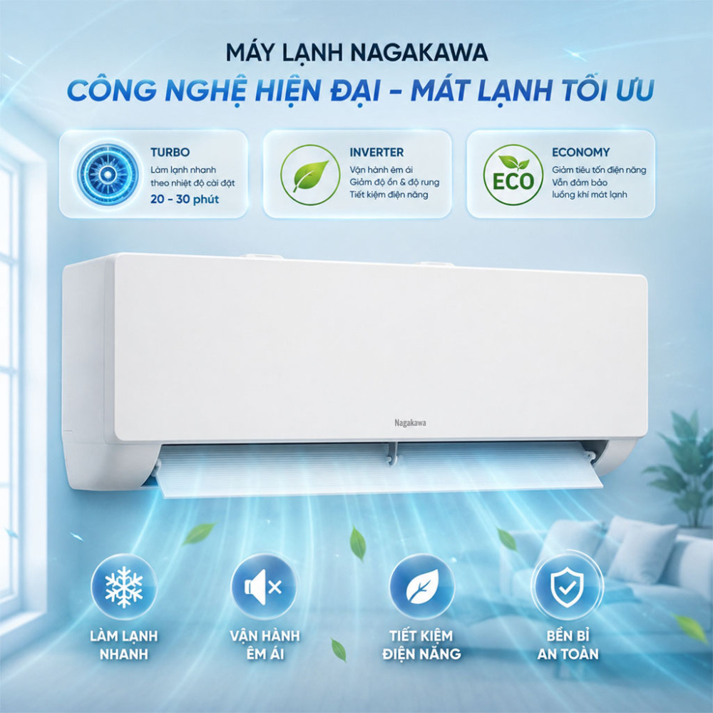 Máy lạnh Nagakawa Inverter 1.5 HP NIS-C12R2T28 - Hàng chính hãng