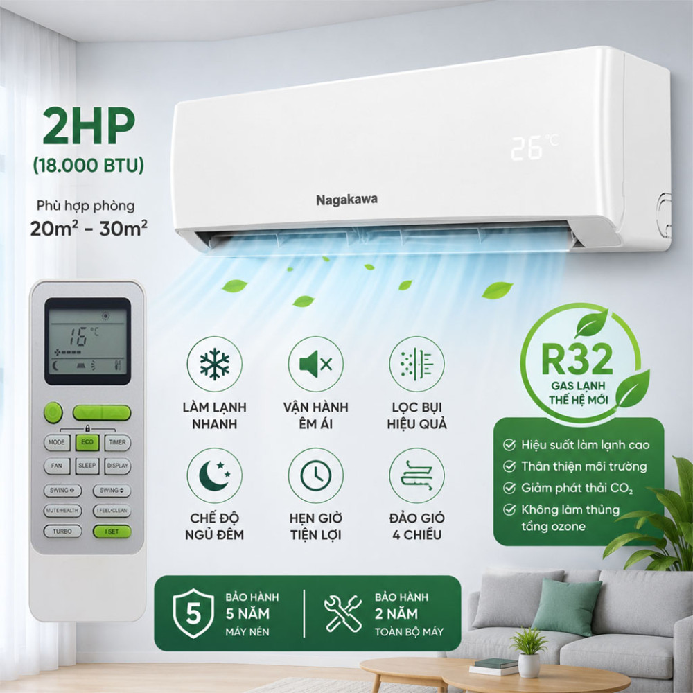 Máy lạnh Nagakawa Inverter 2.0 HP NIS-C18R2U51 - Hàng chính hãng