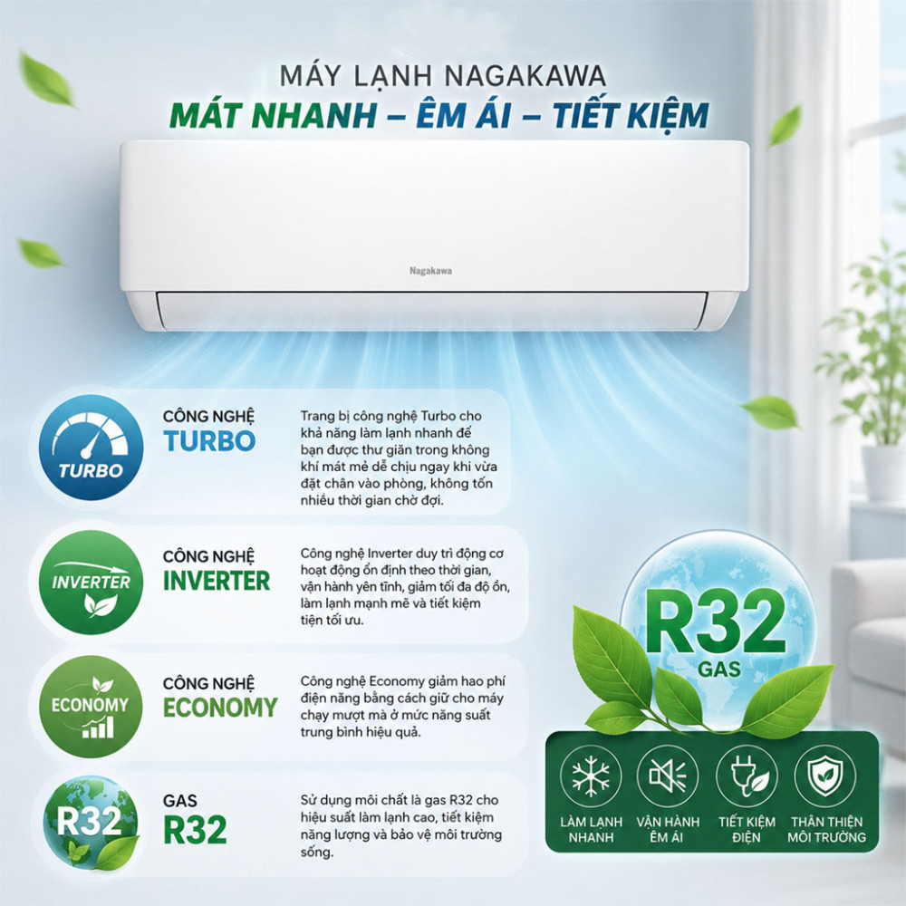Máy lạnh Nagakawa Inverter 2 HP NIS-C18R2T28 - Hàng chính hãng