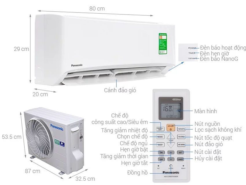 Máy lạnh Panasonic CU/CS-N12VKH-8 - Hàng chính hãng