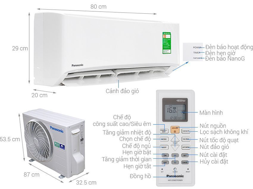 Máy lạnh Panasonic CU/CS-N12UKH-8 - Hàng chính hãng