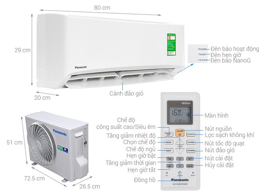 Máy lạnh Panasonic CU/CS-N9UKH-8 - Hàng chính hãng