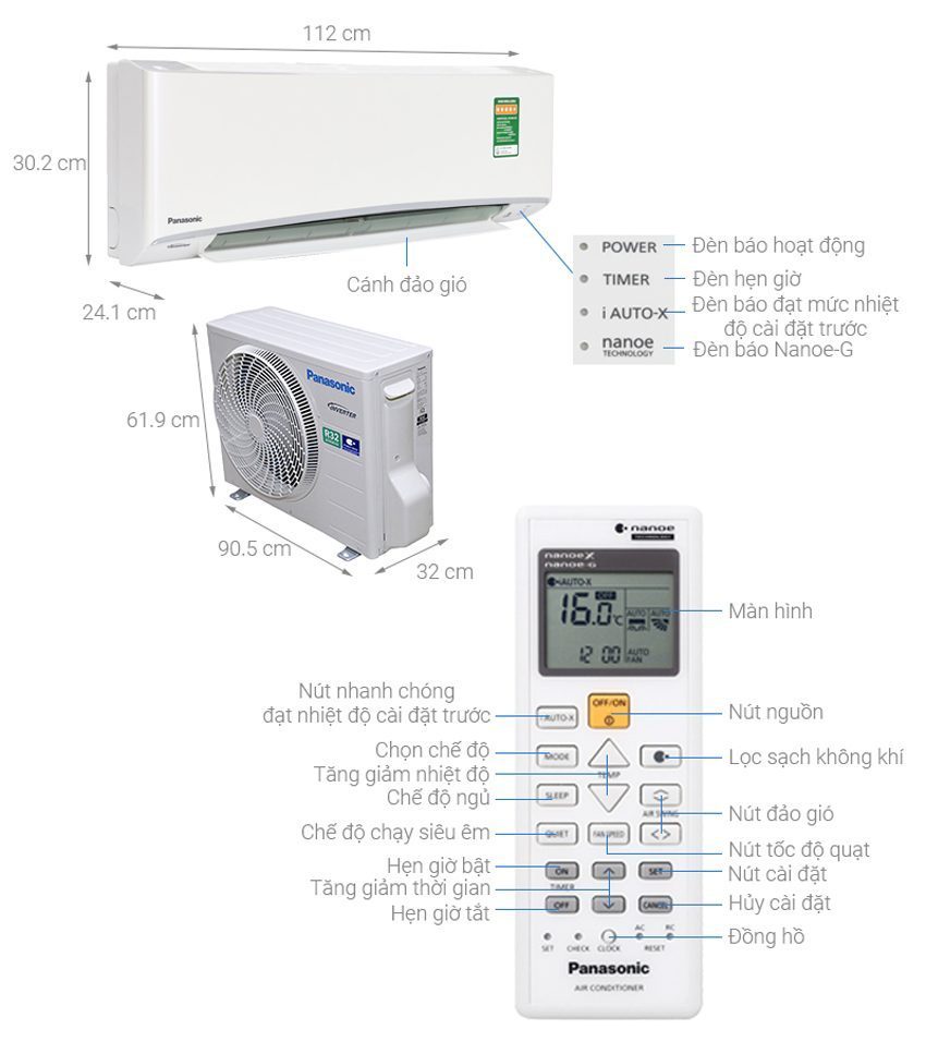 Máy lạnh Panasonic CU/CS-XU18UKH-8 - Hàng chính hãng