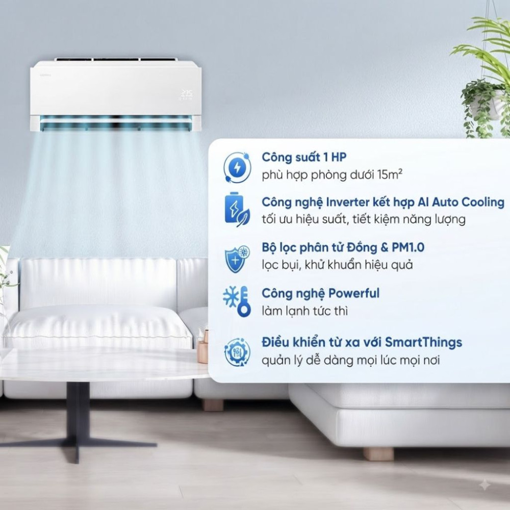 Máy lạnh Samsung Wind-Free Inverter 1 HP AR80H10DAAWNS - Hàng chính hãng