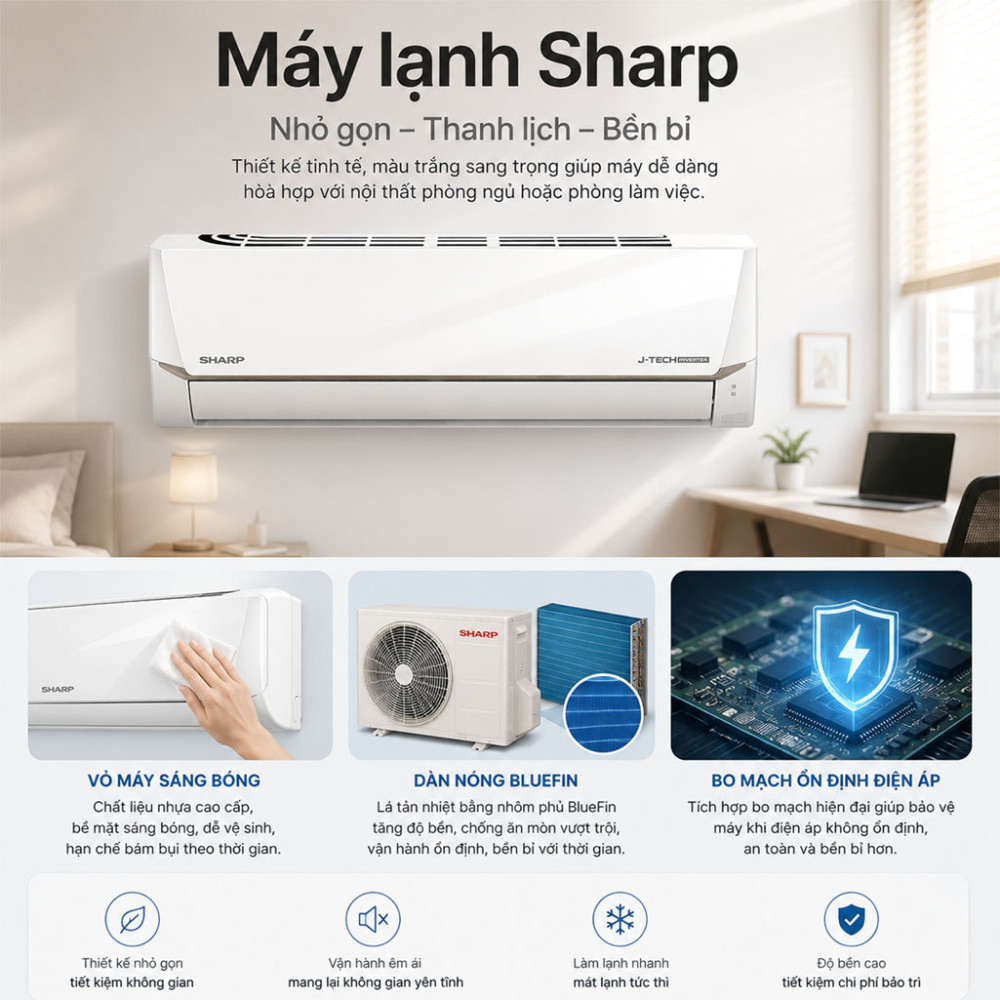 Máy lạnh Sharp Inverter 1.5HP AH-X13CEW - Hàng chính hãng