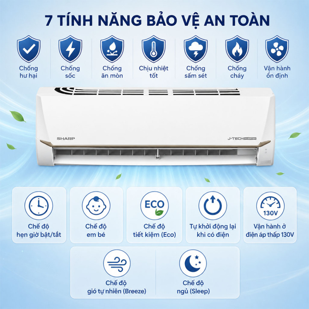 Máy lạnh Sharp Inverter 1.5HP AH-X13CEW - Hàng chính hãng