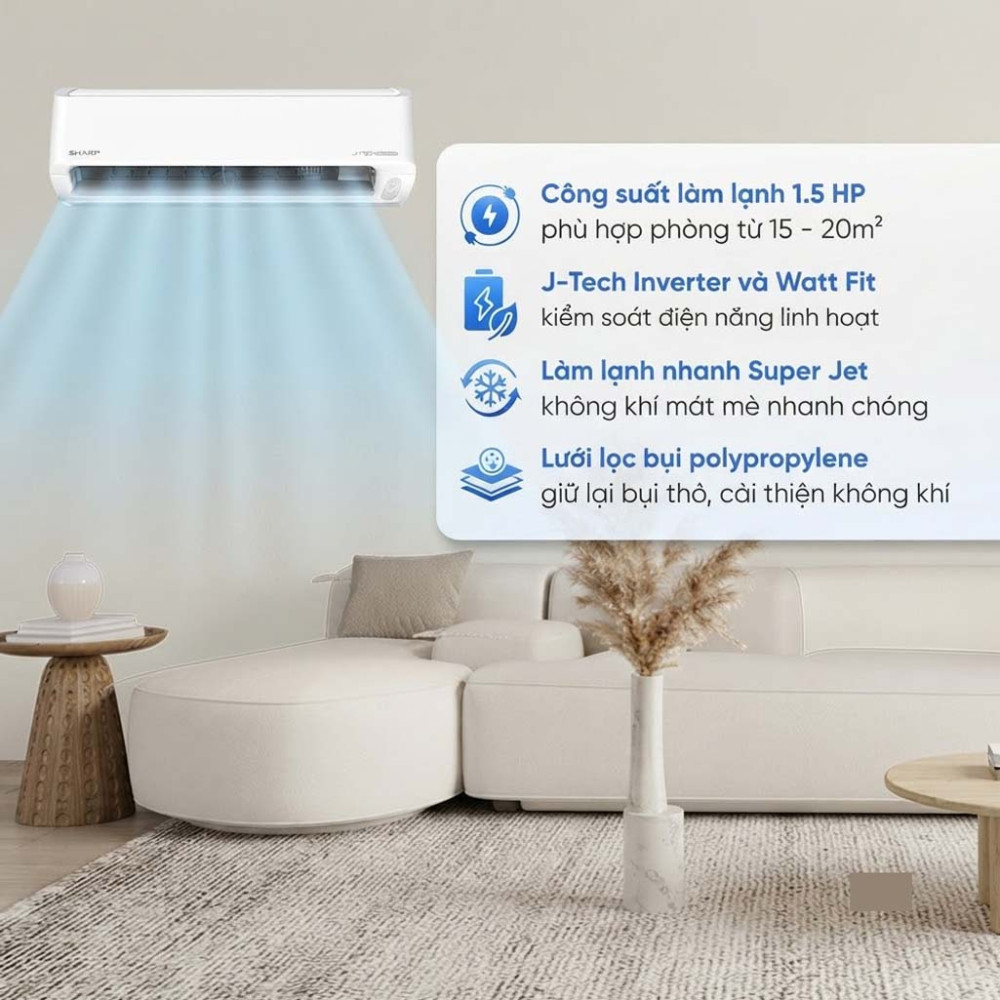 Máy lạnh Sharp Inverter 1.5 HP AH-X13DEW - Hàng chính hãng