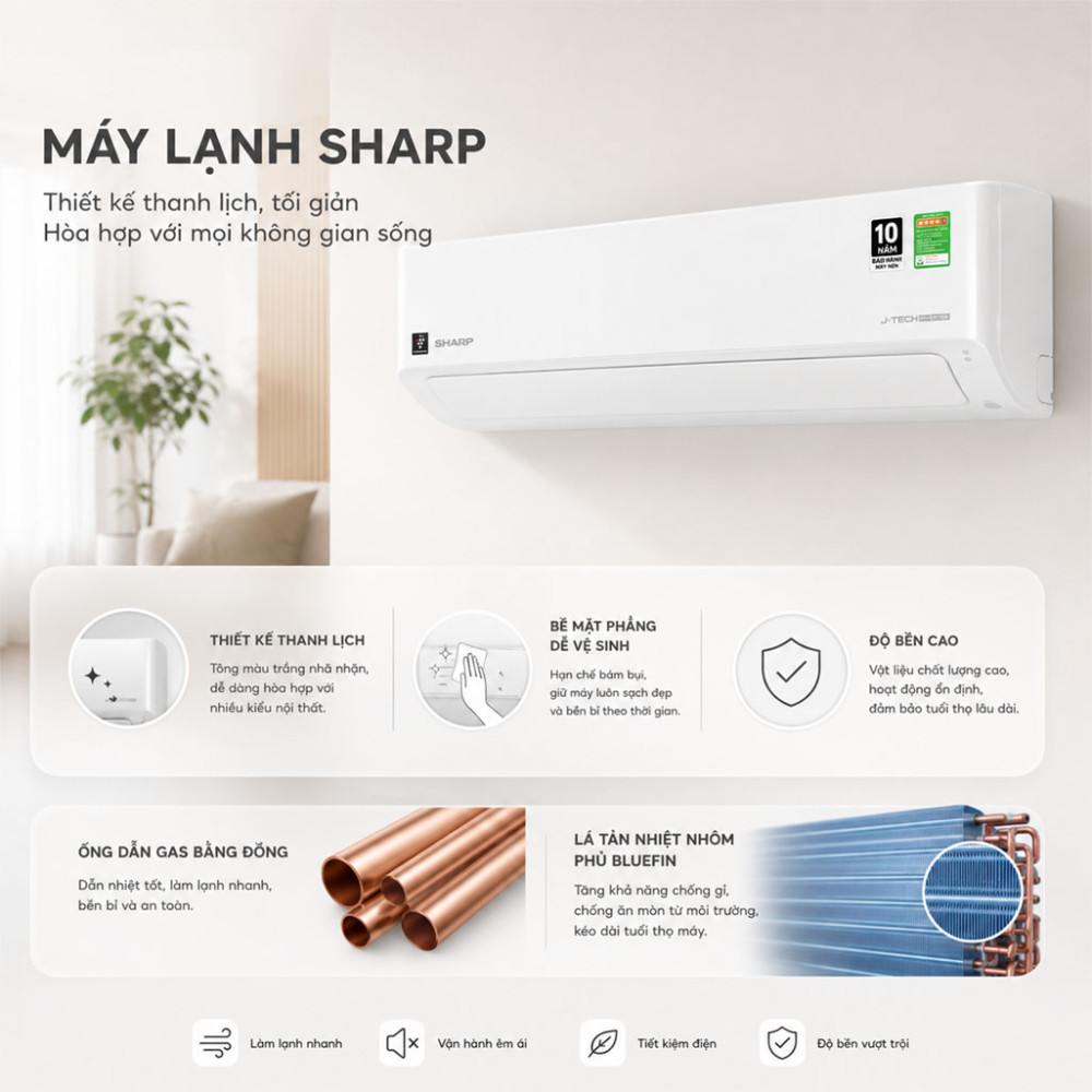 Máy lạnh Sharp Inverter 2.5 HP AH-XP24CMW - Hàng chính hãng