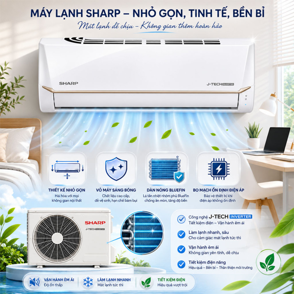 Máy lạnh Sharp Inverter 2HP AH-X18CEW - Hàng chính hãng