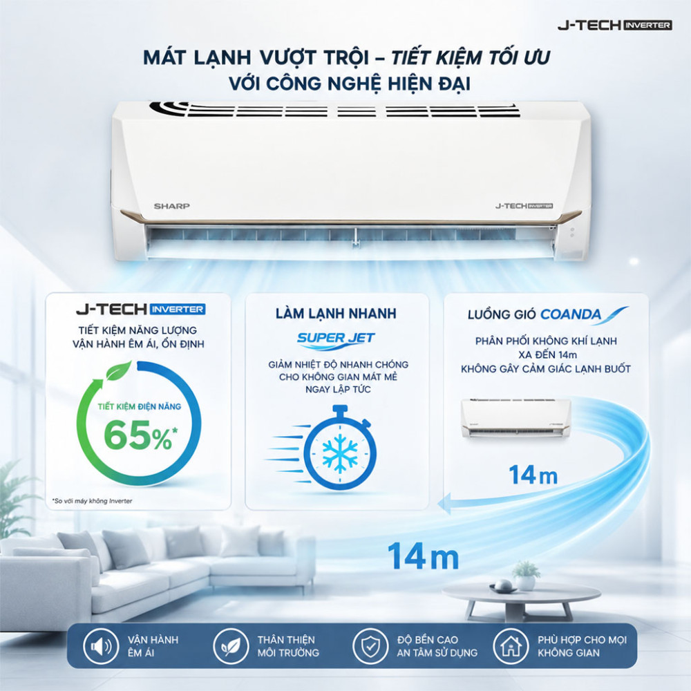 Máy lạnh Sharp Inverter 2HP AH-X18CEW - Hàng chính hãng