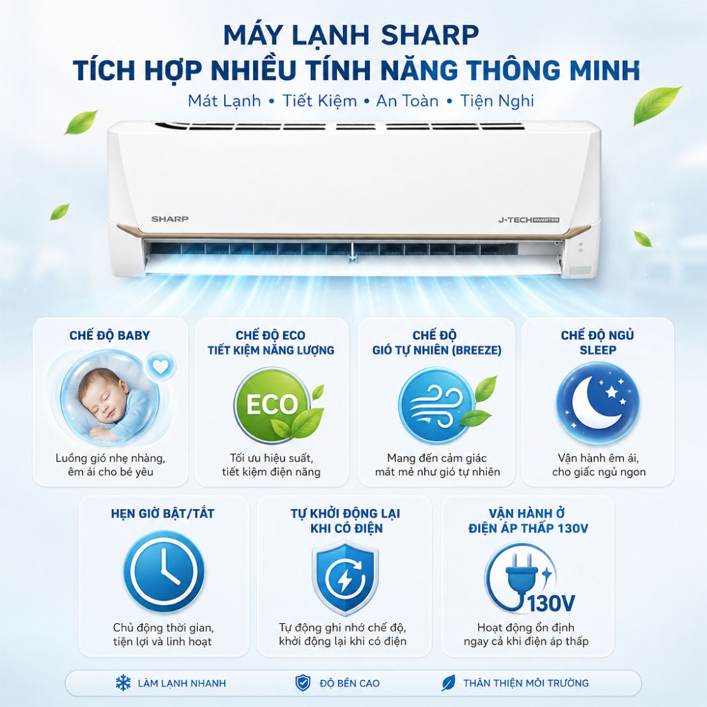 Máy lạnh Sharp Inverter 2HP AH-X18CEW - Hàng chính hãng
