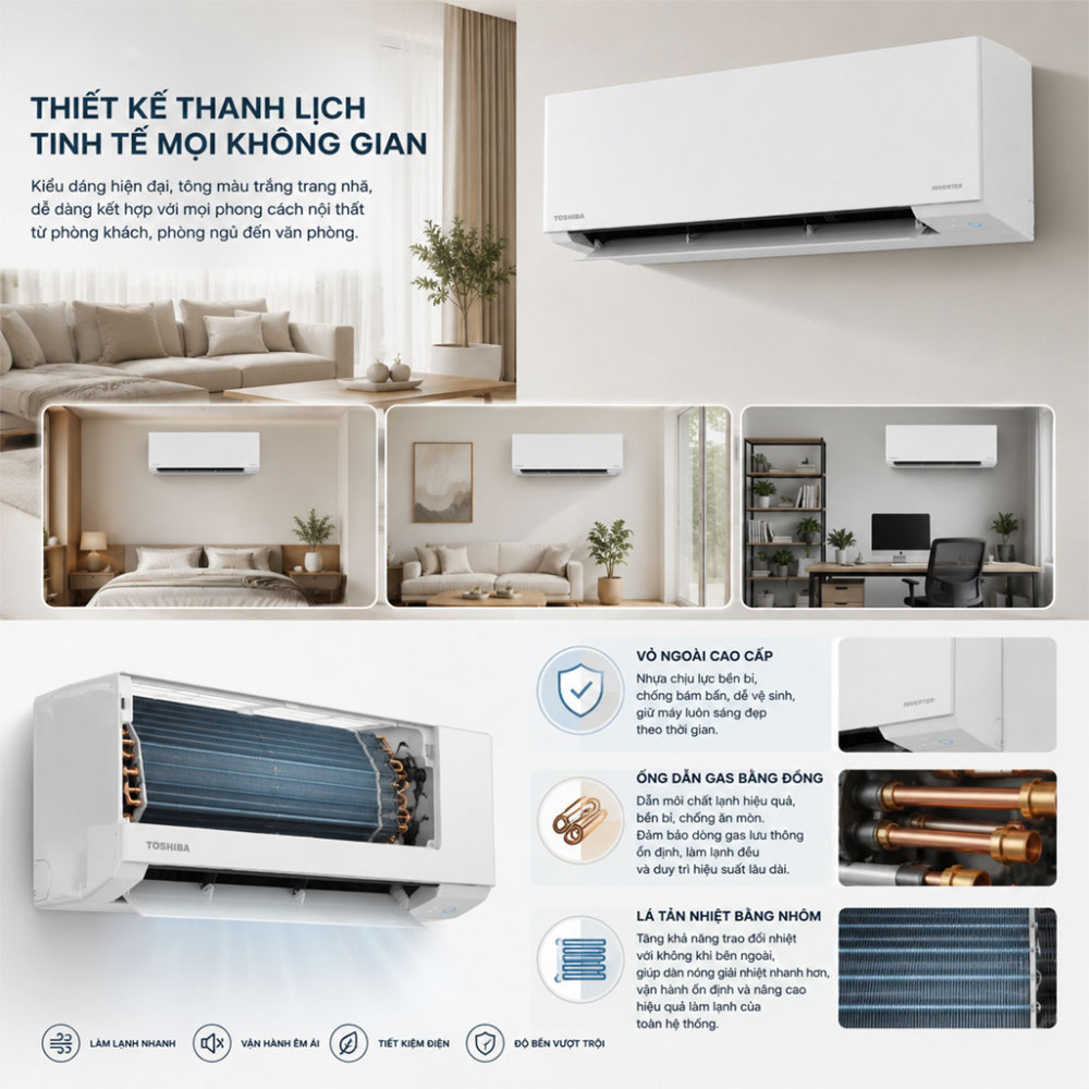 Máy lạnh Toshiba Inverter 1 HP RAS-H10F2KCVG-V - Hàng chính hãng