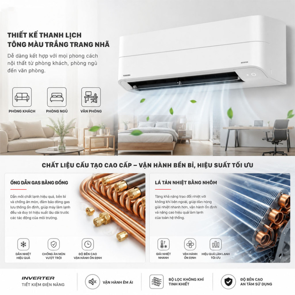 Máy lạnh Toshiba Inverter 2 HP RAS-H18P2KCVG-V - Hàng chính hãng