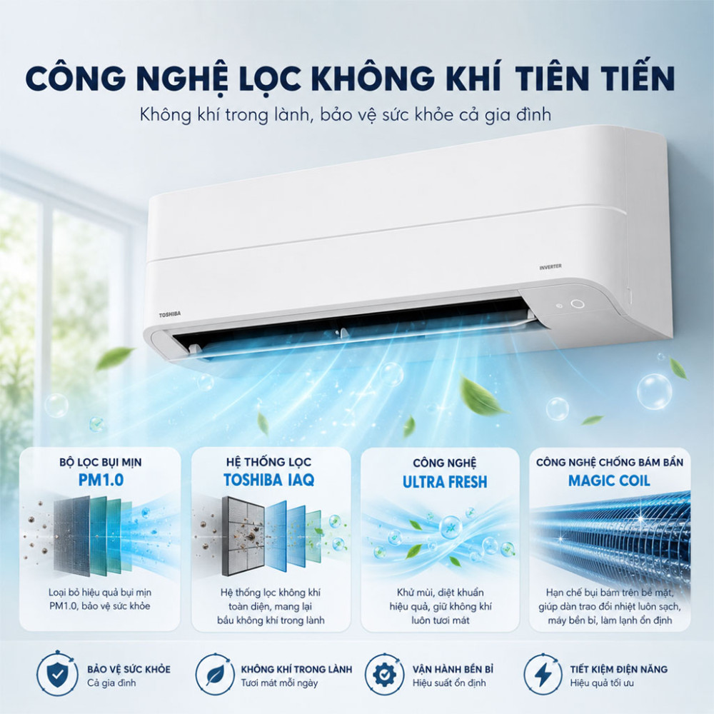 Máy lạnh Toshiba Inverter 2 HP RAS-H18P2KCVG-V - Hàng chính hãng