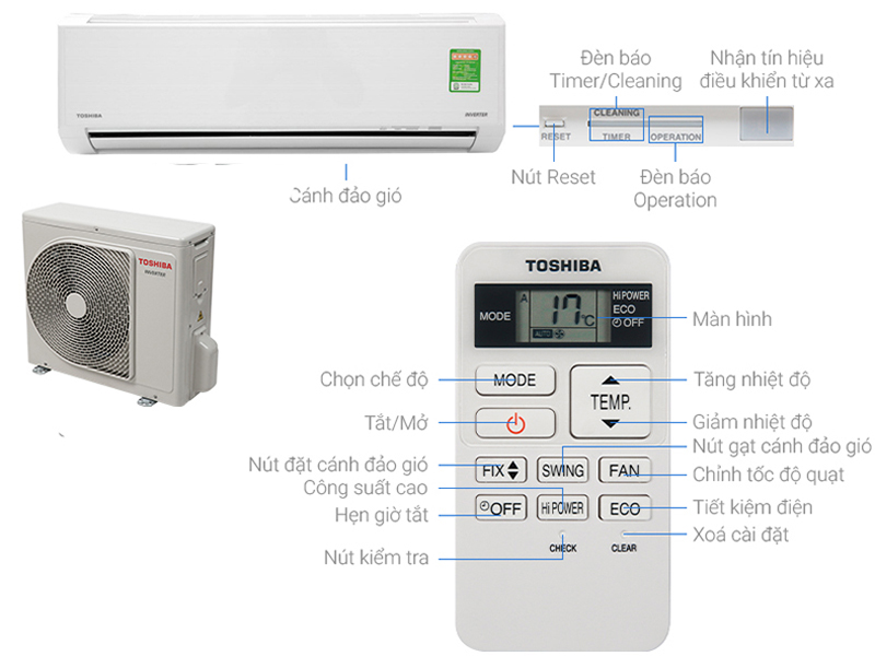 Máy lạnh Toshiba inverter 1 HP RAS-H10S5KCV2G-V - Hàng chính hãng