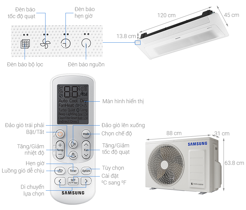 Máy lạnh âm trần Samsung AC052TN1DKC/EA/AC052TXADKC/EA/AR-EH03E/PC1BWFMAN  - Hàng chính hãng