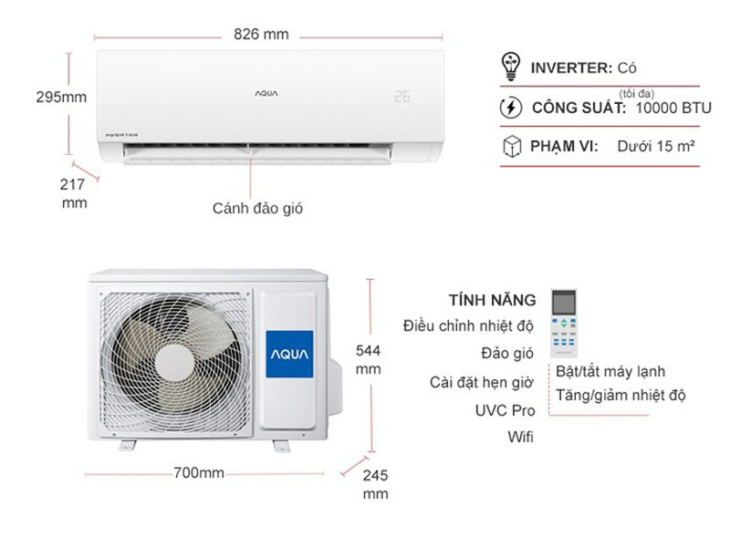Máy lạnh Aqua Inverter 1 HP AQA-RUV10XAW2 - Hàng chính hãng