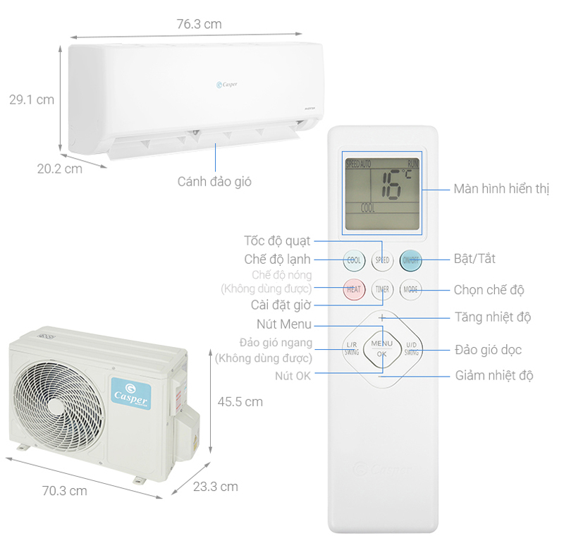 Máy lạnh Casper inverter 1 HP GC-09IS35 - Hàng chính hãng