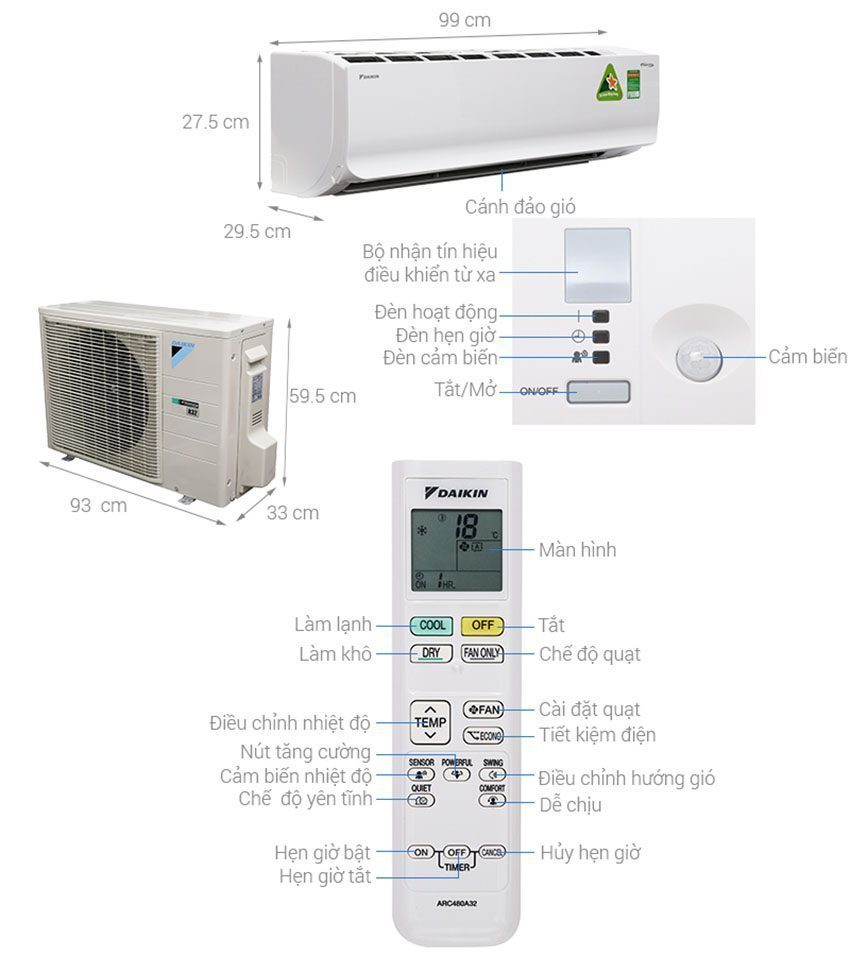 Máy lạnh inverter Daikin FTKC50TVMV - Hàng chính hãng