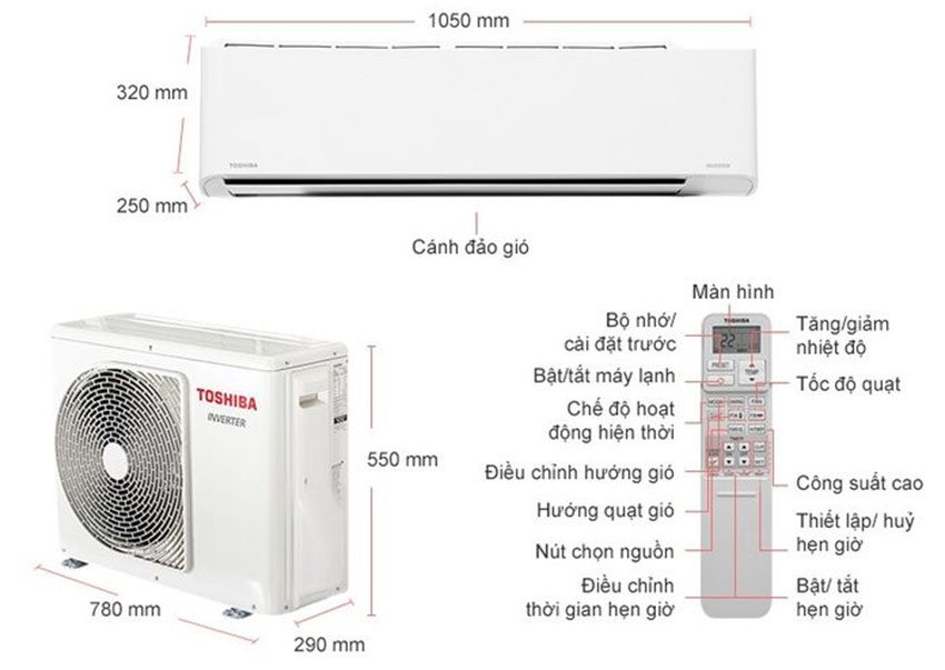 Máy lạnh inverter Toshiba RAS-H18PKCVG-V - Hàng chính hãng