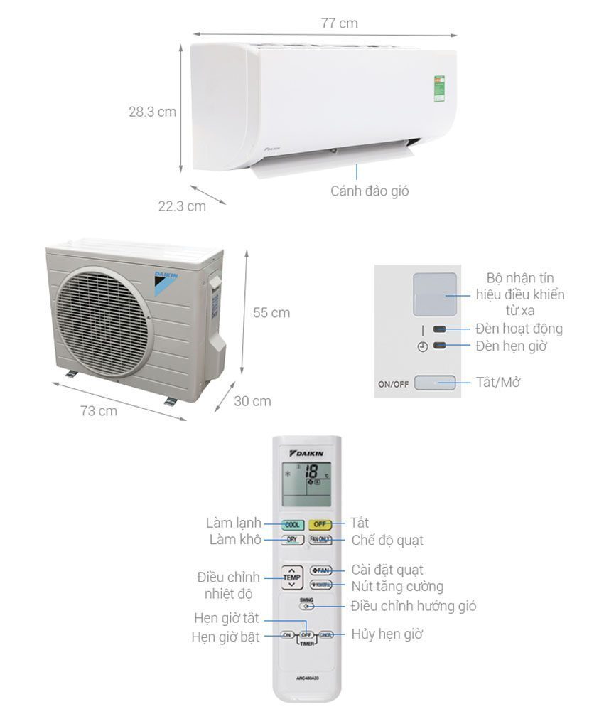Máy lạnh một chiều Daikin FTC35NV1V/RC35NV1V - Hàng chính hãng