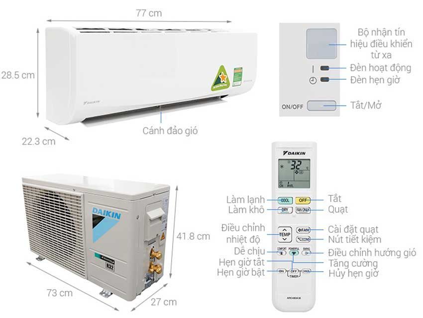 Máy lạnh một chiều Inverter Daikin FTKQ25SVMV/RKQ25SVMV ( 1HP ) - Hàng chính hãng