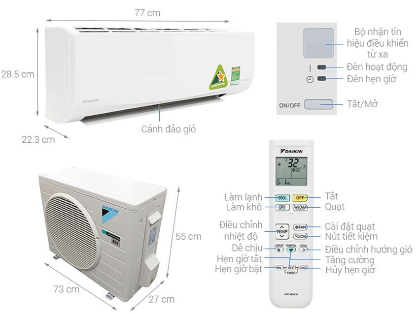 Máy lạnh một chiều inverter Daikin FTKQ35SAVMV/RKQ35SAVMV - Hàng chính hãng