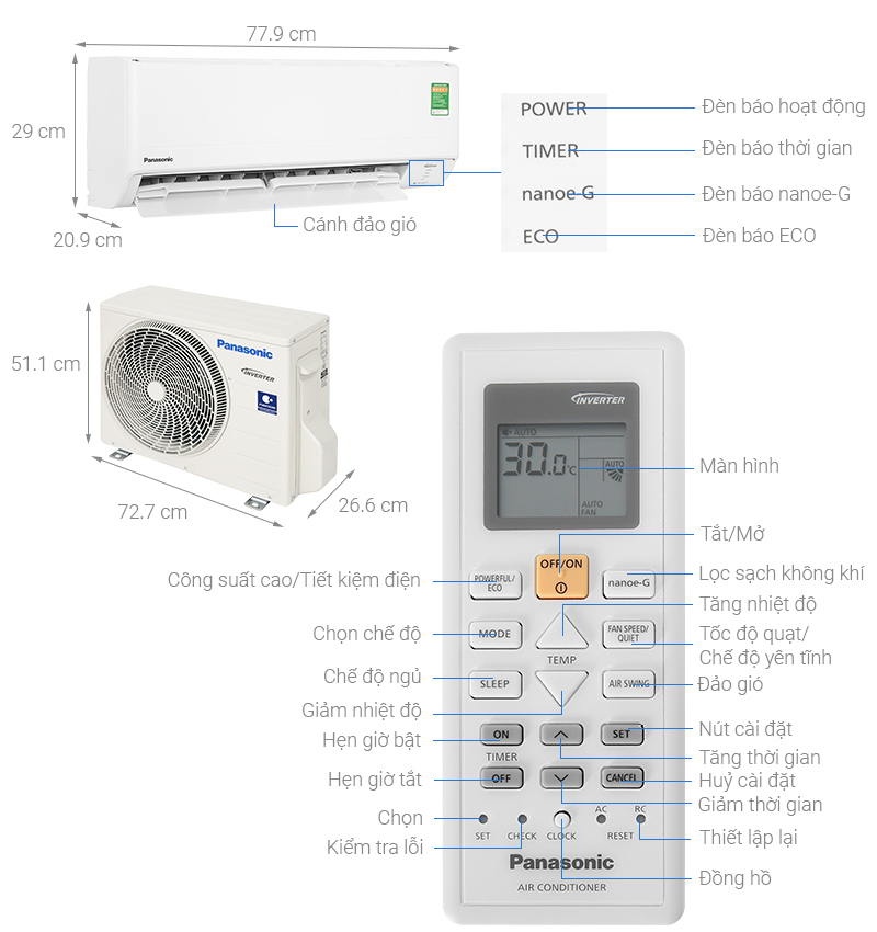 Máy lạnh Panasonic Inverter CU/CS-PU9ZKH-8M - Hàng chính hãng