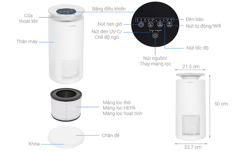 Máy lọc không khí Hafele CF-8126S - Hàng chính hãng