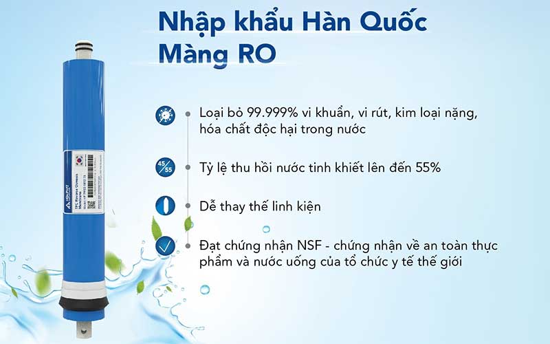 Máy lọc nước RO để gầm khung treo Hòa Phát HWU2A1022 - Hàng chính hãng