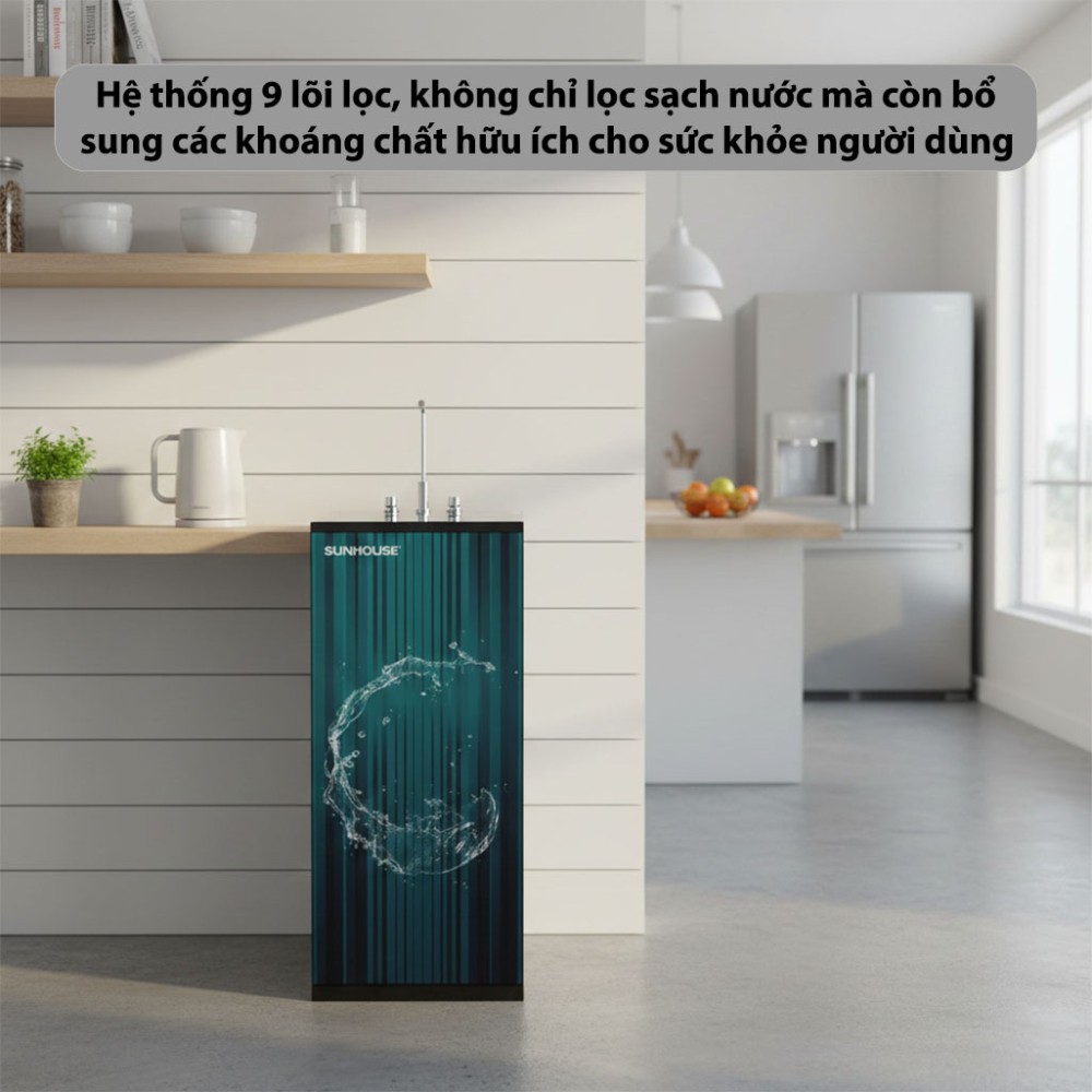 Máy lọc nước RO nóng nguội 9 lõi Sunhouse SHA76217CK - Hàng chính hãng