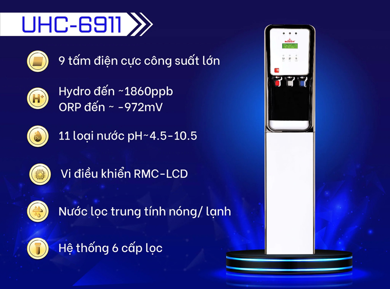 Máy lọc nước điện giải nóng nguội lạnh Robot UHC-6911 - Hàng chính hãng