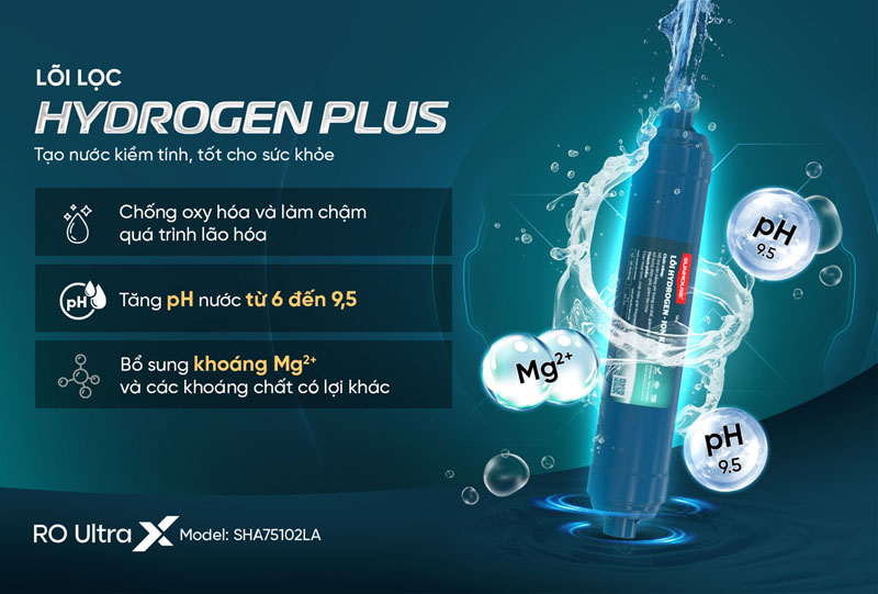 Máy lọc nước ion kiềm hydrogen UltraX Sunhouse SHA75102LA - Hàng chính hãng