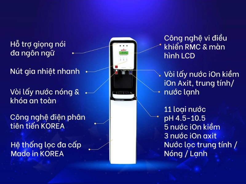 Máy lọc nước điện giải nóng nguội nạnh Robot UHC-6511 - Hàng chính hãng